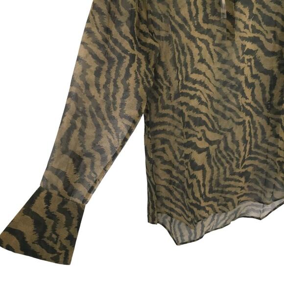 Retrofete Joanna Sheer 100% Silk Shirt Chiffon Tiger Stripe Print - Picture 6 of 12